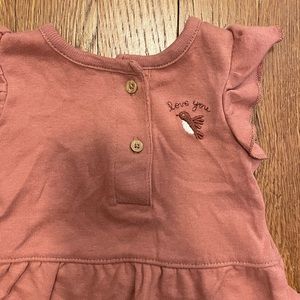 Carter’s Baby Burnt Orange Short Sleeve Ruffle Top with Embroidery, Size NB